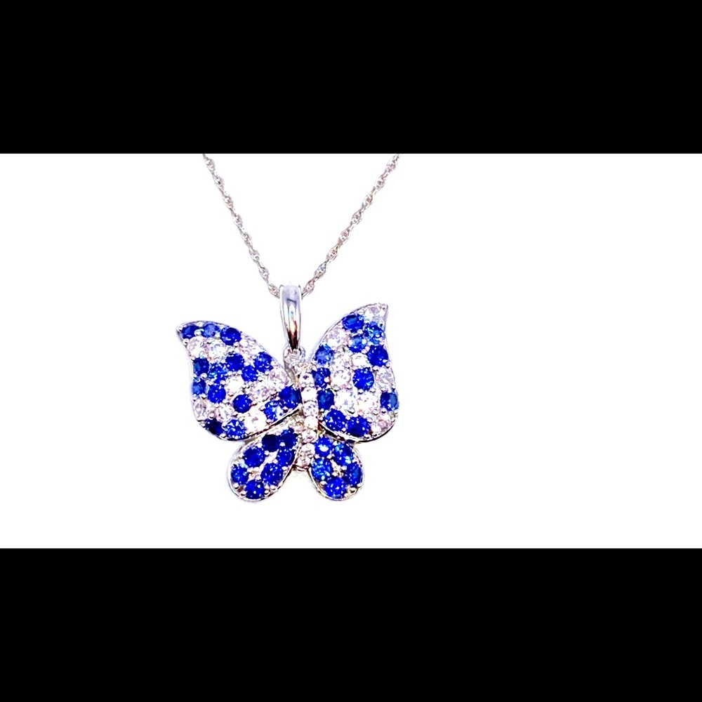 Lab Created Sapphire Butterfly Pendant